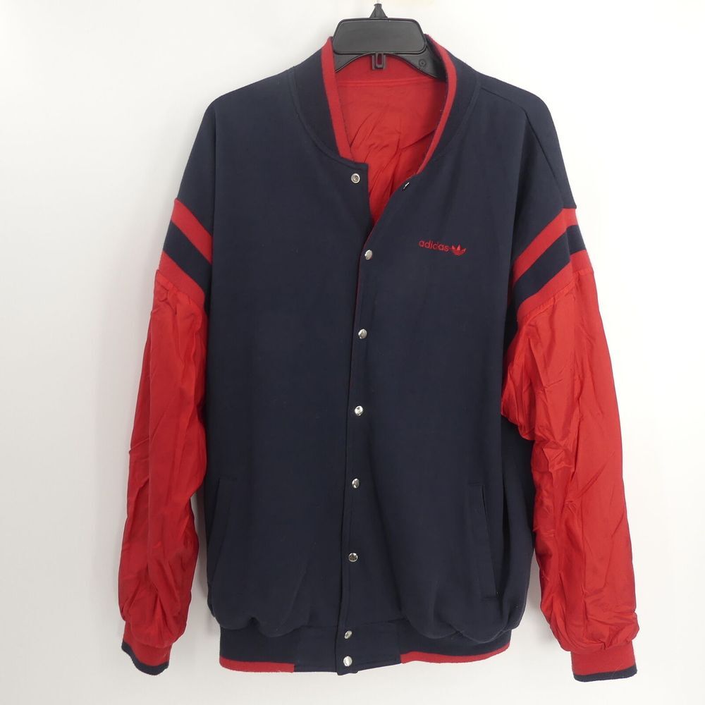 Vintage 80s Adidas Track Jacket Dark Blue Red Men's XL